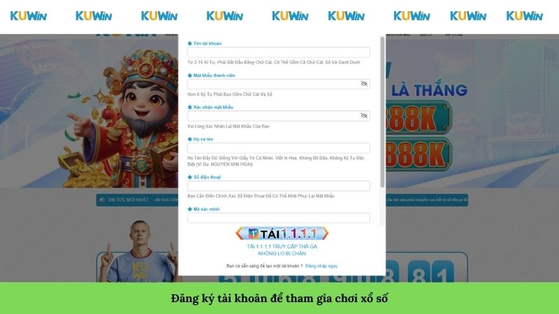 Đăng ký tài khoản để tham gia chơi xổ số