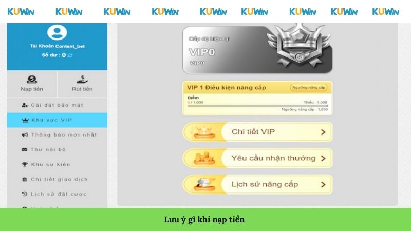 Lưu ý gì khi nạp tiền